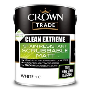 Crown Trade Clean Extreme Stain Resistant Scrubbable Matt White