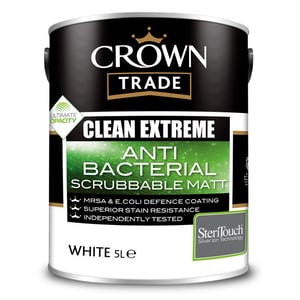 Crown Trade Clean Extreme Steracryl Anti Bacterial Scrubbable Matt White