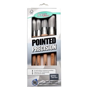 Axus Grey Series Pointed Precision Sash Paint Brush 4 Pack